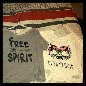 Two soft distressed plus size tees